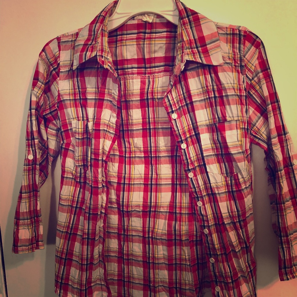Amblance apparel plaid red shirt